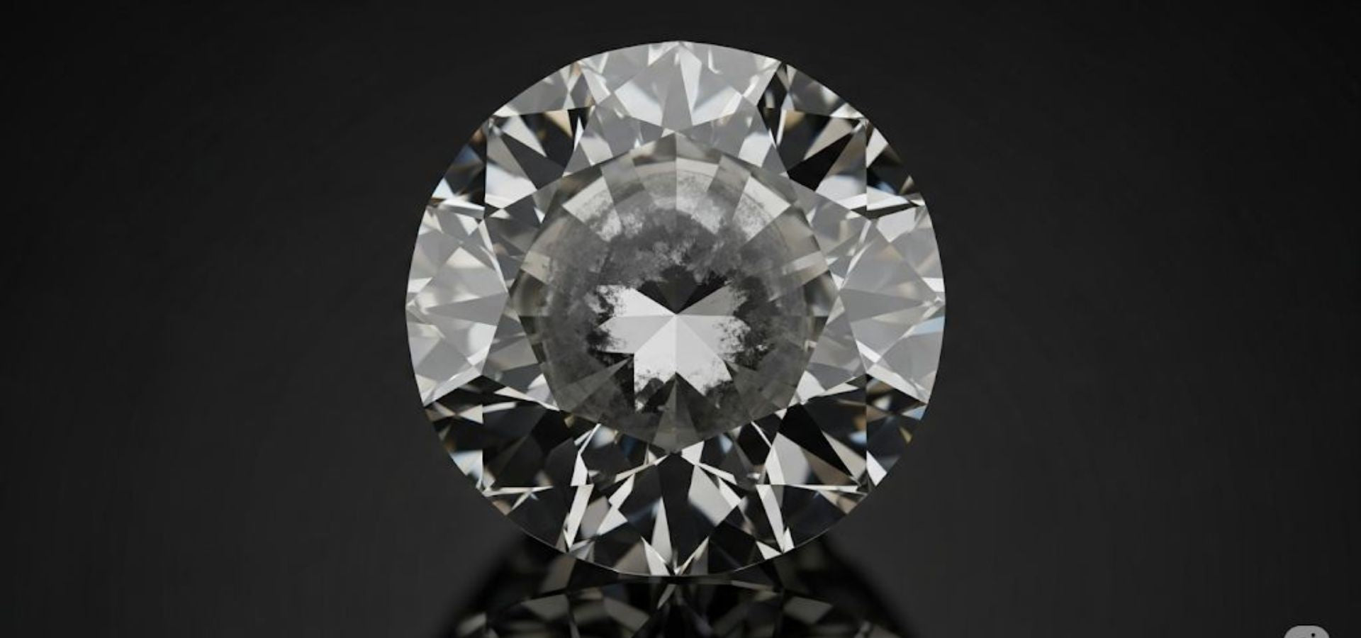 A close-up, top-down view of a brilliant round lab-grown diamond, perfectly clear and sparkling on a dark reflective surface, symbolizing lasting clarity and Xazina's quality.